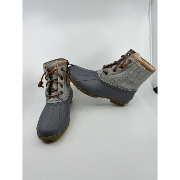 Sperry Saltwater Wool Embossed Duck Boots Gray STS82475 Women's Size 6 Rain boot - Picture 1 of 5